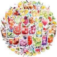50PCS Watercolor Version Cocktail Glasses Waterproof Graffiti Stickers for Helmet Bicycle Hand Account Pencil Case Decals