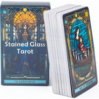 Complete Stained Glass Tarot Deck 78Cards Leisure Entertainment Game Card Family Gathering Divination Deck 10.3*6Cm
