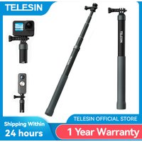 TELESIN 1.2M 3M Carbon Fiber Selfie Stick Monopod Extendable With 1/4 Screw For GoPro Insta360 Osmo Action DJI Action Camera