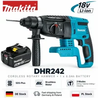 Makita DHR242 18V LXT Bürstenloser Akku-Bohrhammer 24mm Beton, 4700 IPM, 2,0J SDS Plus 3-Modus Hochleistungs-Elektrowerkzeug, Kompatibel mit BL1860B BL1850B BL1815, EU-Lager Schneller Versand