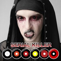 Pseyeche 22mm Halloween Contact Lenses For Anime Cosplay Contact Lenses Scary Full-Coverage Lenses Red/Balck 1 Pair Yearly