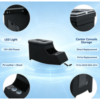 Zentrale Armlehnenbox mit LED-Beleuchtung für Benz Viano W639 Vito 2003-2014, Sitzseiten-Organizer, 5 USB-Anschlüsse, Getränkehalter, Schwarz