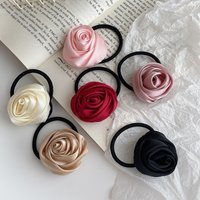 1/6Pcs Women Girls French Satin Rose Hair Tie Simple And Super Fairy Sweet Personality Retro And High End Rubber Band
