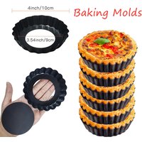 10cm Mini Pie Muffin Cupcake Pans Non-Stick Tart Quiche Flan Pan Molds Pie Pizza Cake Mold Removable Loose Bottom Round Bakeware