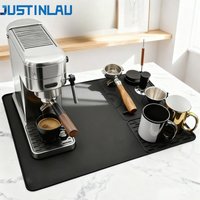 JUSTINLAU 3 in 1 Silicone Coffee Mat with Tamper Pad Durable Non-Slip Coffee Espresso Machine Mat Removable Coffee Bar Mat Pad