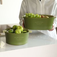 Large Double-layer Plastic Fruit Vegetable Cleaning Basket With Handle Kitchen Restaurant Washing Basin Removable Drainer Basket