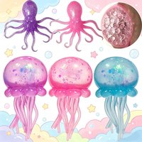 New Trending Nee Doh Jellyfish & Cube Squish Toy, Soft Jelly Squeeze Stress Relief Fidget Toy, Sensory NeeDoh for Kids & Adults