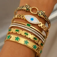 New Sight Stainless Steel Crystal Eyes Bangles&bracelets for Women Fashion Brand Jewelry Flower Leopard Bangle Party Accessories image 4