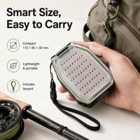 Double-Sided Waterproof Fly Fishing Box with High-Density EVA Foam, ABS Body, PMMA Lids, Portable Fly Storage Case with Lanyard