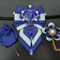 Bow Ties Set for Men Original Design Rhinestone Bowtie Gifts Men's Luxury British Business Banquet Wedding Collar Flowers Brooch