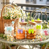 1PCS Glass Cup with Lid and Straw,300ML Butterfly Glass Cup for Caterpillar Cup Creative Glass Cup for Coffee Tea and Ice Cream