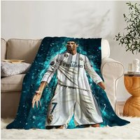 AliExpress Cute Blanket CR7 Ronaldo Sofa Camp Nap Bedspread Soft Bicycle Blanket Fleece Home Textile Birthday Gift Blanket Bedroom Decor