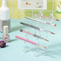 Transparent 6-bit Ballpoint Pen Holder Plastic Ladder Shelf Eyebrow Pencil Holder Room Decor Aesthetic Makeup Display Stand