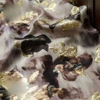 Abstract Floral Jacquard Fabric Gold Metallic Tie Dye Print Vintage Fashion for Dress Blouse Spring Summer Women