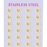12 Pairs Pack Stainless Steel Round Shape Cubic Zircon Roman Numeral Stud Earrings Women Men Fashion Jewelry Wholesale Bulk Gift