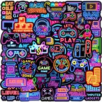 50PCS Cartoon Neon Video Game Stickers Game Console Decals For Phone Laptop Suitcase Notebook Skateboard Waterproof Sticker
