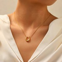 Minimalist U-shaped Horseshoe Pendant Necklace for Women, Stainless Steel Jewelry