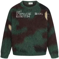 Vintage Contrasting Color Sweater Men's Casual Knitted Long Sleeved Bottom Letter Color-Blocked Print Pullover Harajuku Sweaters