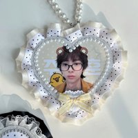 Customize Idol Keychain Handmade Celebrity Photo Charm Decorated with Pearls Lace Ribbon Unique Fan Gift Support Goods