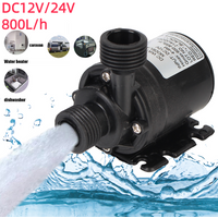 DC 12V/24V Electric Water Pump Portable Submersible Water Pump 5/5.5M 800L/h Brushless Motor for Cooling System Fountains Heater