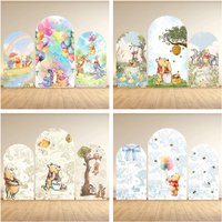 Cartoon Winnie The Pooh Arch Backdrop Cover Kids Birthday Party Baby Shower Photography Background Photo Decoration Supplies