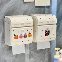 Wall-mounted Toilet Paper Holder Double-layer Waterproof Cute Sticker Drill-free Multi-purpose for Bathroom WashroomOrganization