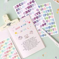 8Pcs Colorful Letter Stickers, Waterproof, Waterproof Self-Adhive Decorative for Journals, Tablets Water Bottles