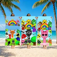 Anime S-Sprunki Pattern Towel Towel Soft Pool Gift For Travel Gym Shower Camping Quick Dry Sports Large Beach Towels