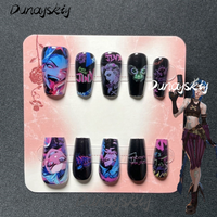 LOLL Arcane Jinx Cosplay Costume Set Fake Nail Glue Games Hero Character Dress Up Event Party Costumized Item