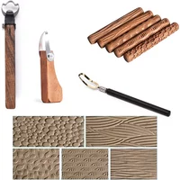 New Pottery Teapot Handle Scraper Tool Wood Hand Rollers for Stamp Pattern Roller Ceramic Clay Sculpting Tools Polymer Molds