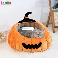 Halloween Pumpkin Cute Cat Nest Sofa Winter Pet Tent Cave Bed for Dogs Pet Supplies Kennel Cat House Soft Cozy Cat Cushion Beds
