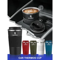 Vacuum Flask Travel Thermal Cup Stainless Steel Coffee Thermos Mug Car Logo For Peugeot 308 408 508 208 3008 2008 206 207 307