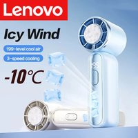 Lenovo 3000mAh 199 Speed Portable Handheld Fan with ICE Semiconductor Cooling 360° Turbo Personal USB Rechargeable Mini Air Cool
