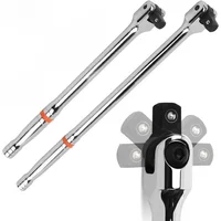 1/2'' Drive Breaker Bar Wrench Socket 10/15/18inch Extension 180-Degree Cr-V Flex Head and Engraved Non-slip Handle Repair Tools