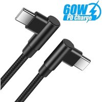90 Degree Elbow Type C Cable PD 60W Fast Charging Phone Charger Wire For iPhone Samsung Xiaomi USB C to USB C Quick Charge Cable
