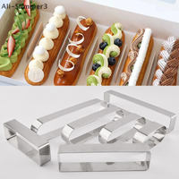 4 Sizes Stainless Steel Mousse Ring Rectangle Oval Cake Ring Cookie Cutters Mousse Baking Mold Tiramisu Puff Bake Tools
