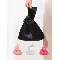 Classic Simple Satin Small Tote Bags For Women Retro Rose Red Pink White Solid Irregular Handbags Evening Bag Small Clutch Purse