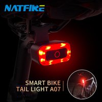 NATFIRE-enquêter arrière de vélo intelligent A07, détection de freinage, feux arrière, allumage et extinction automatiques, aste par USB C, sécurité, feux de cyclisme en iode