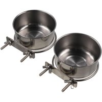 Water Bowl Bird Bowls Stainless Steel Hanging Parakeet Feeder Basin with Clamp Holder Parrot Food Bowl Dogs Cats Cage