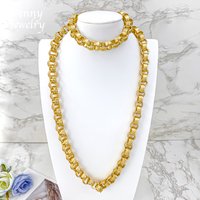 Textured Men Dubai 18K Gold Plated Jewelry Set Hip Hop Necklace Bracelet Fashion Engagement Jewellery for Party Wedding Gifts