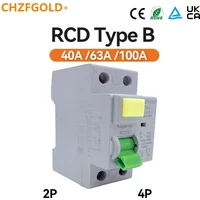 2 pole RCD 10KA 30mA 63A B Type RCCB Circuit Breaker For EV Charger Wallbox