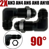 2X AN3 AN4 AN6 AN8 AN10 Male To Male 90 Degree Fuel Hose Pipe Flare Bulkhead Adapter Aluminum Fitting W/ Nut For Tab or Wirewall