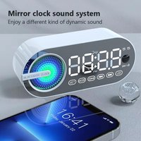USB Charging FM Radio Alarm Clock Portable Bluetooth Speaker Large Display Mute Mirror Digital For Bedroom Room Office Decktop