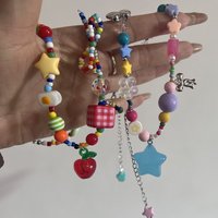 Colourful Irregular Flower Love Heart Beaded Necklace Blue Star Pendant Collar Bone Chain Sweet Cute Jewelry for Women Girls New