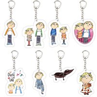 Acrylic Cute Tv Series Charlie and Lola Kids Keychains for Accessories Charlie and Lola Pendant Keyring Jewelry Music Fans Gifts