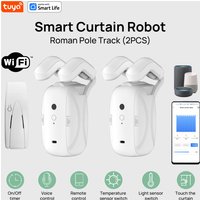 1/2PCS Tuya Smart Wifi Curtain Robot (with gateway), Roman Rod Track, APP Remote Control,Voice Control,Single/Double Opening