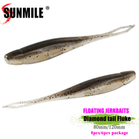 SUNMILE Shad Soft Jerkbait 80mm120mmTPE Floating Fluke Softbait ,Soft Lure For Feshwater Or Saltwater Bass Artificial