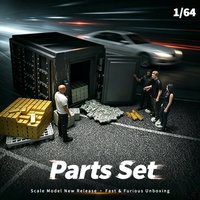 Kicarmod 1/64 F& F Safe Opening Scene Resin Model Figure Set Money Splitting Miniature Model Diorama for Car Display