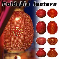 Solar Power Supply Chinese Style Red Lantern Hollow Outdoor Hanging Lantern New Year Decoration Spring Festival Party Decor