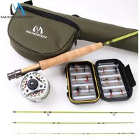 MAXCATCH Small Stream Fly Fishing Rod Combo 2/3WT 6'-7'6" Carbon Fly Rod Aluminum Reel Fly Line Beginner Travel Fly Fishing Set